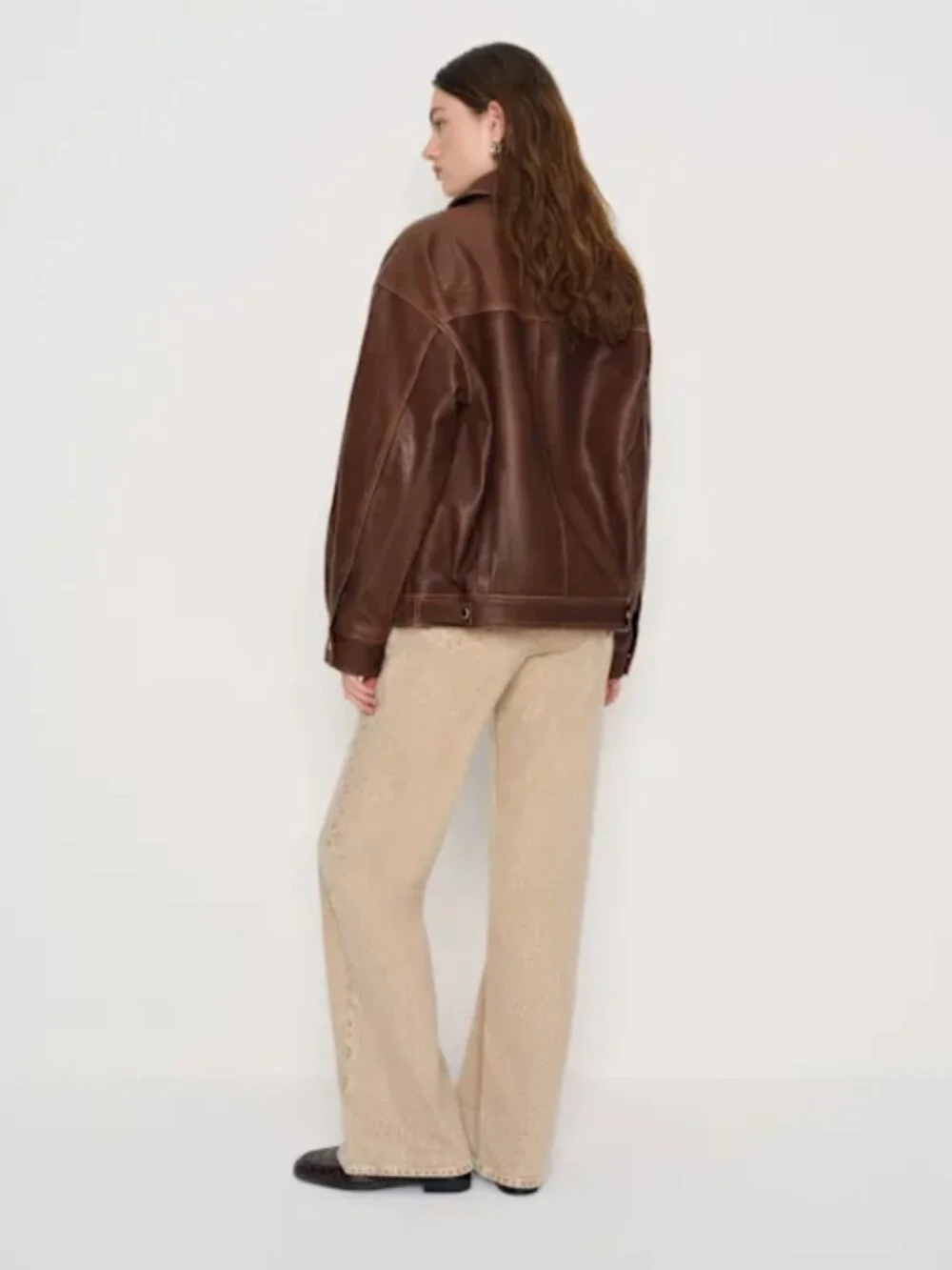Reformation Veda Marco Leather Oversized Bomber Jacket